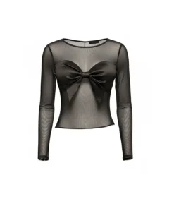 Discount Tanktop “Nude Mesh Sleeveless Taffeta Bow Top” DAMES T-Shirts & Tops