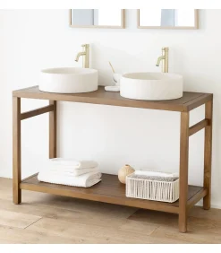 Online Teak dubbele wastafel 120cm DEWI Meubels