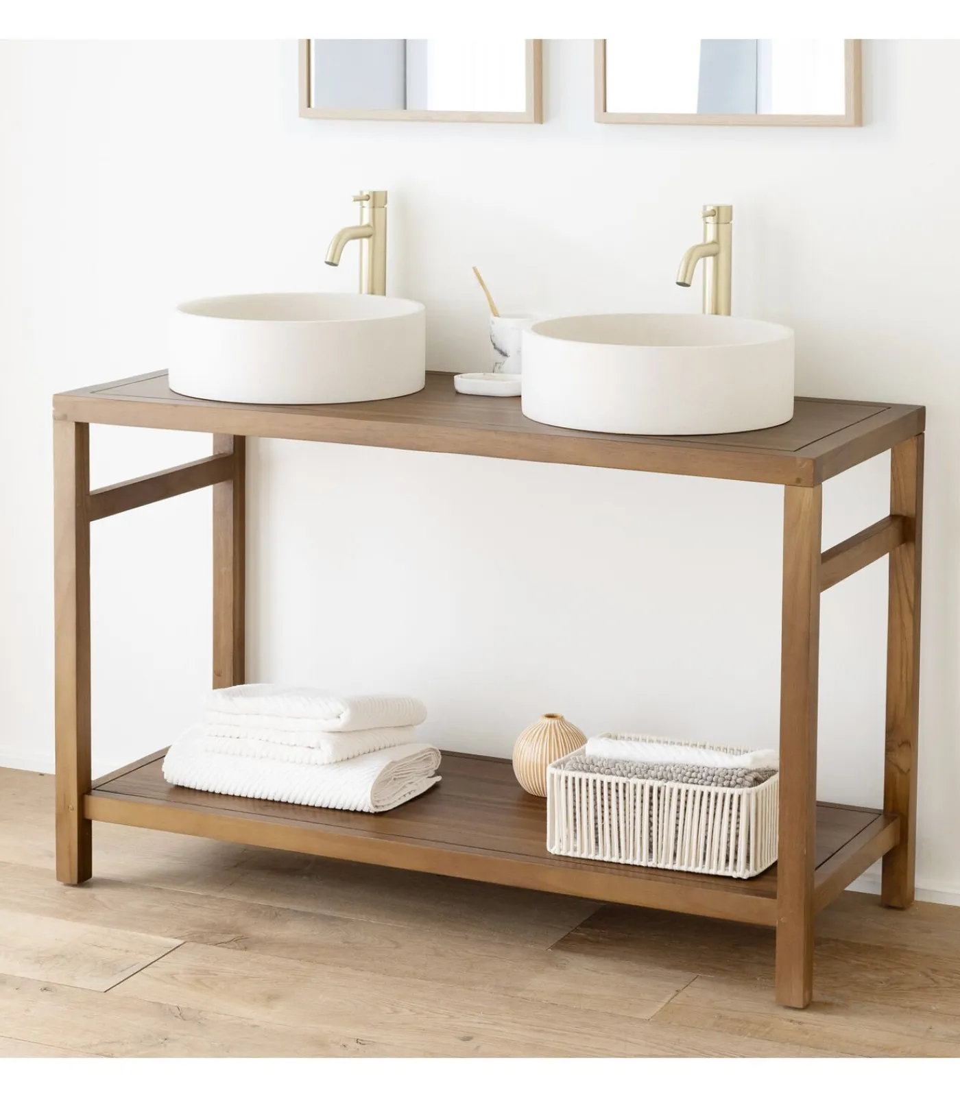 Online Teak dubbele wastafel 120cm DEWI Meubels