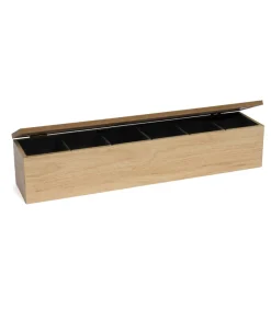 Cookinglife Theedoos - Hout - 6-vaks - met Fluweel - 43 x 9 cm
