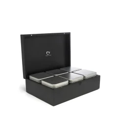 Bredemeijer Theedoos Bamboe met 6 blikjes, zwart