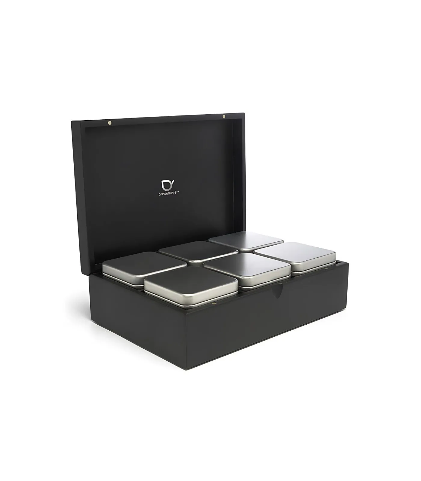 Bredemeijer Theedoos Bamboe met 6 blikjes, zwart