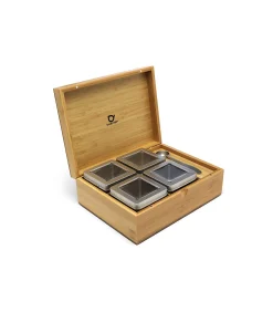 Bredemeijer Theedoos Bamboe met 4 blikjes en theemaatlepel