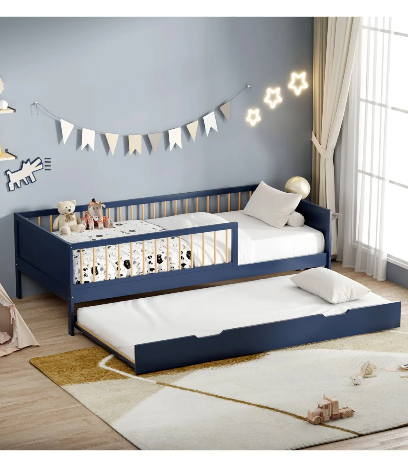 Outlet Tiroir-lit bleu foncé Kinderen Kinderen Home