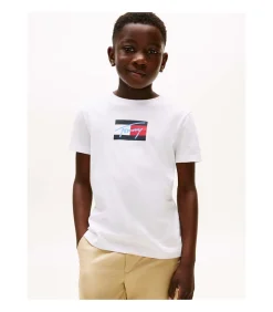 Discount Tommy Script Flag Print Tee Ss Kinderen T-Shirts & Polo's