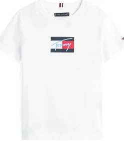 Discount Tommy Script Flag Print Tee Ss Kinderen T-Shirts & Polo's