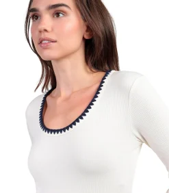 DAMES ADMAS Top met lange mouwen en ronde hals Canale Contraste