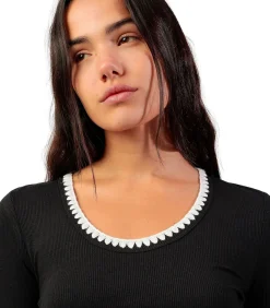 DAMES ADMAS Top met lange mouwen en ronde hals Canale Contraste