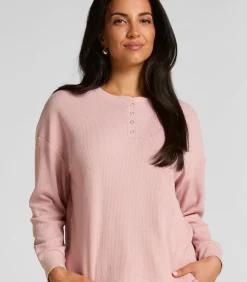 DAMES Hunkemöller Top van wafelstof Henley