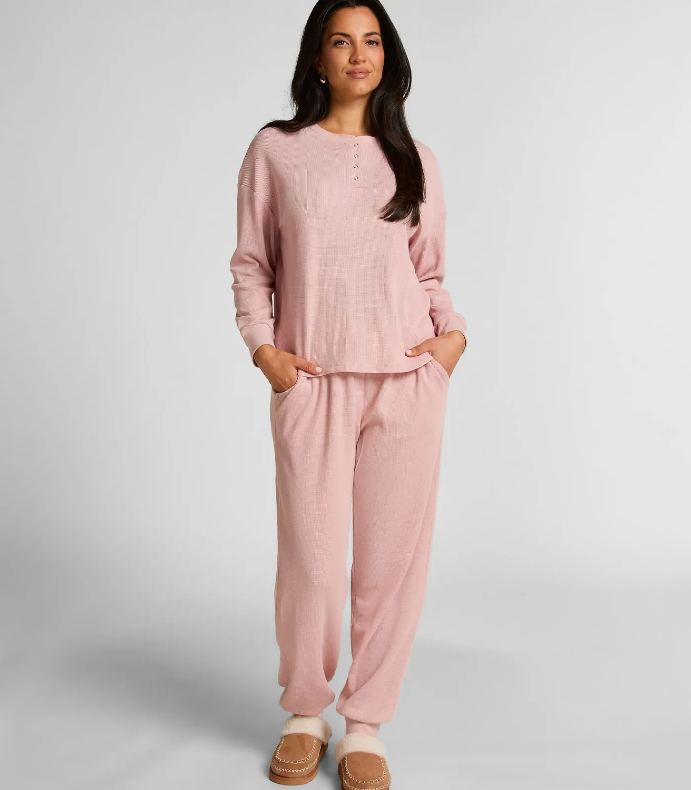 DAMES Hunkemöller Top van wafelstof Henley