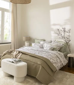 Sale Tourbillon - Effen kussensloop in biologisch katoen satijn Lakens