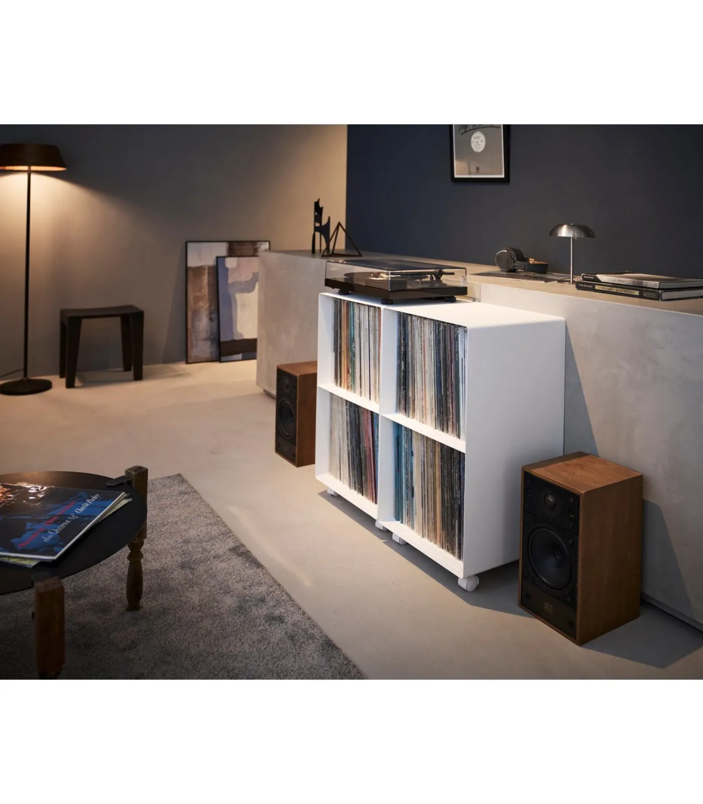 Hot Tower Platenkast 2-laags op wielen - Wit Meubels