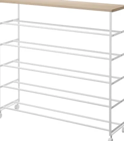 Clearance Tower Schoenenrek op wielen 5-laags - Wit Organiseren