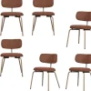 WOOOD Travis Eetkamerstoelen - Polyester - Bruin - Set van 6
