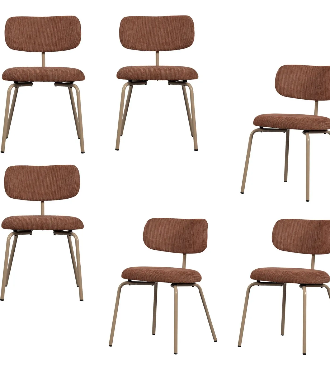 WOOOD Travis Eetkamerstoelen - Polyester - Bruin - Set van 6