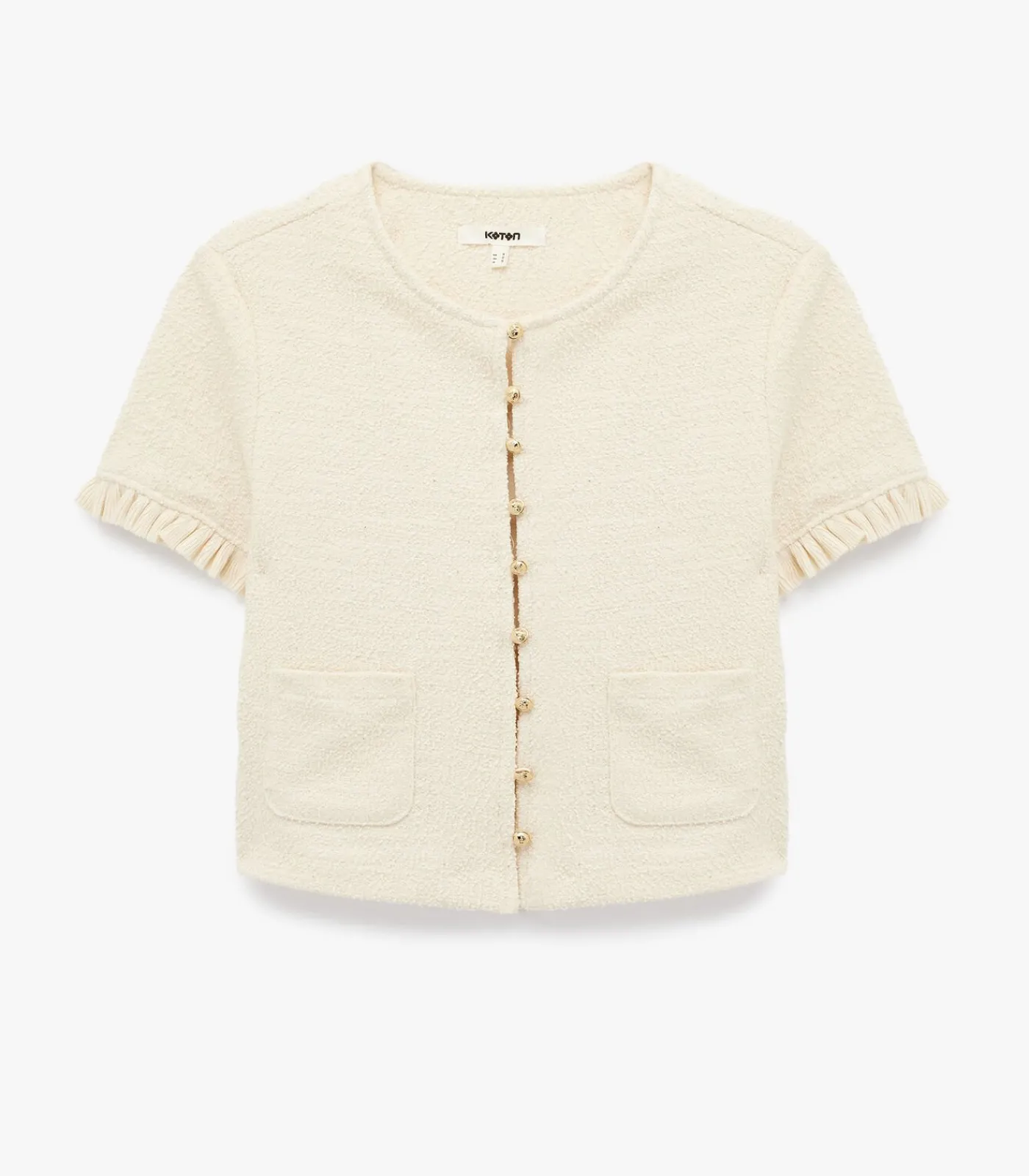 DAMES Koton Trui Korte Mouwen Ronde Hals Ruches