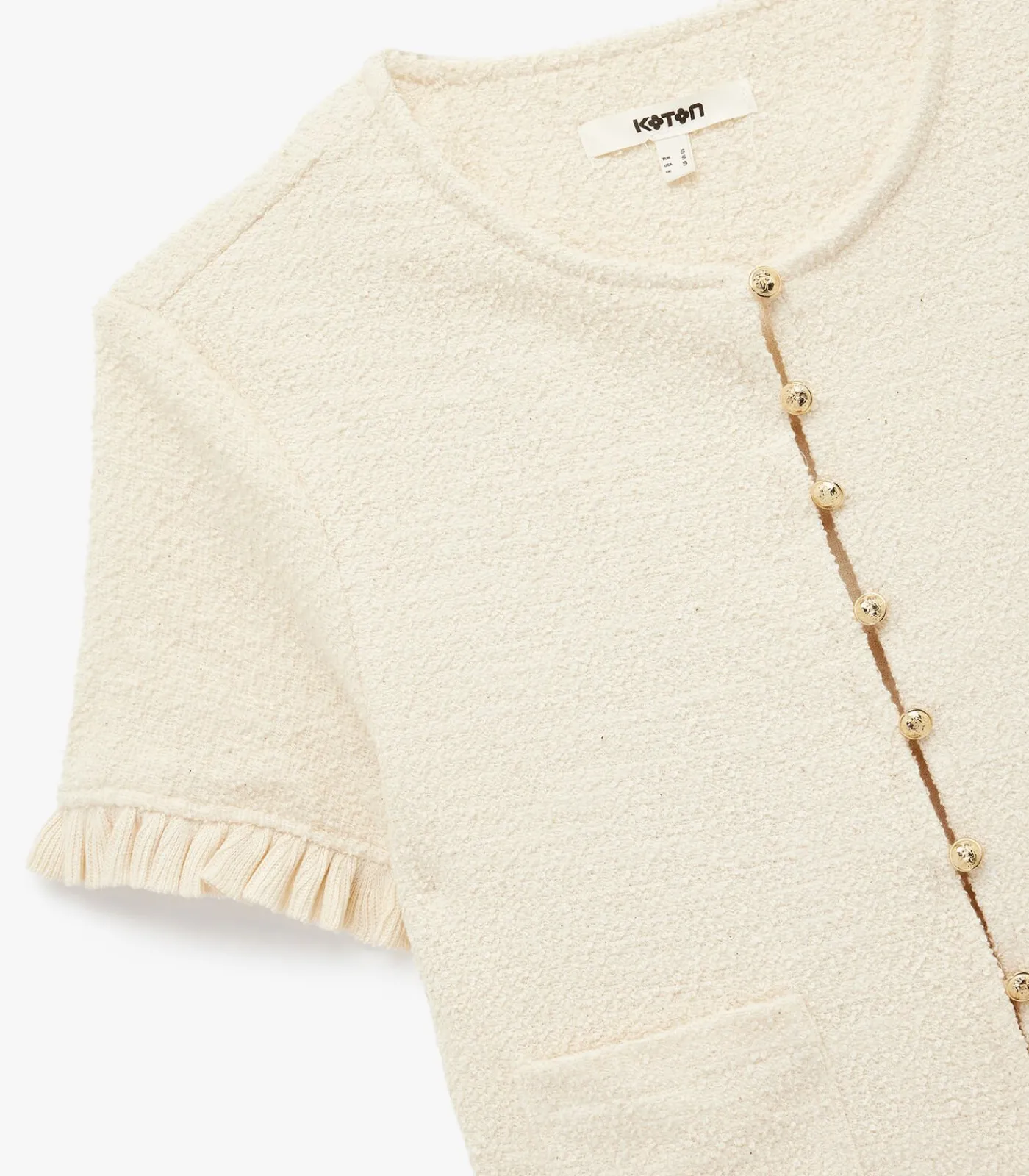 DAMES Koton Trui Korte Mouwen Ronde Hals Ruches