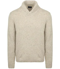 Heren Suitable Trui Shawl Tweed Eco Wool Ecru