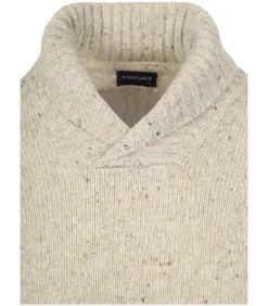 Heren Suitable Trui Shawl Tweed Eco Wool Ecru