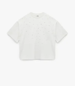 Outlet T-shirt Korte Mouwen Ronde Hals Met Strassdetail DAMES T-Shirts & Tops