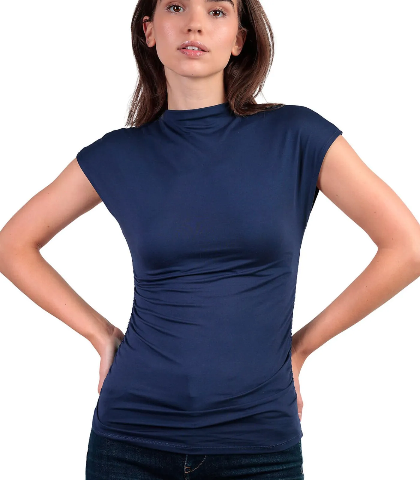 DAMES ADMAS T-shirt met slipe mouwen en opstaande kraag Frunces