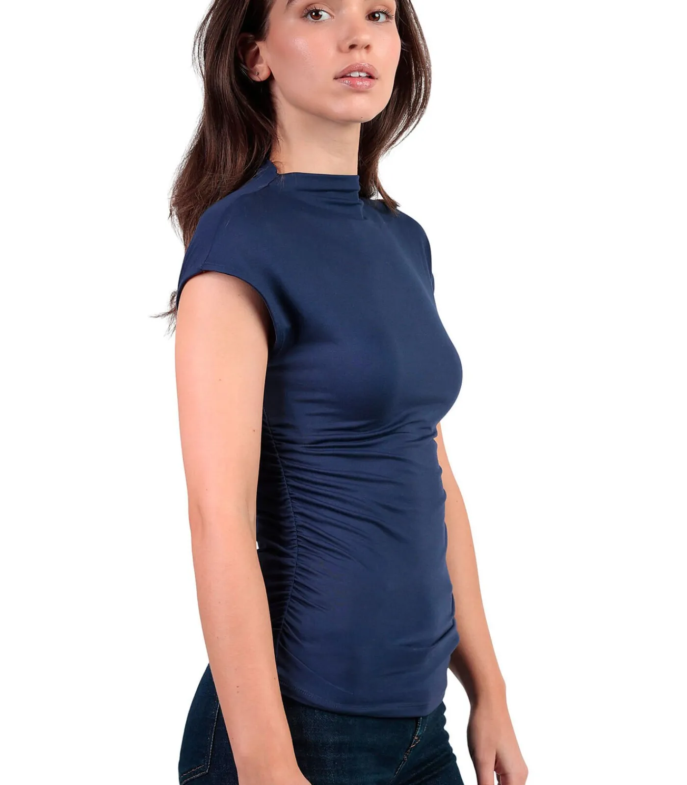 DAMES ADMAS T-shirt met slipe mouwen en opstaande kraag Frunces