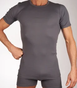 Heren Mango t-shirt ronde hals 2 pack 1-1 rib box grey