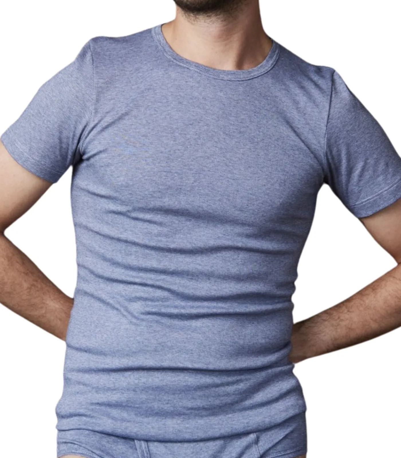 Best t-shirt ronde hals basic cotton 1-1 rib jeans Heren Tops & Shirts