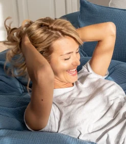 Online T-shirt van katoenen jersey met korte mouwen en zijden biais, AMBRE DAMES Onderhemden