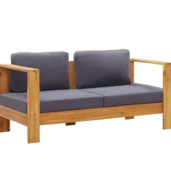 vidaXL Tuinbank met kussens 140 cm massief acaciahout grijs