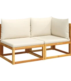 vidaXL Tuinbank met kussens 2-zits acaciahout & rotan