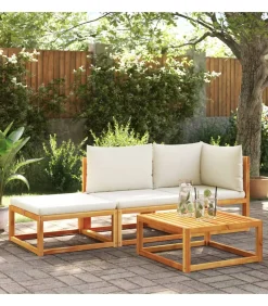 vidaXL Tuinbank met kussens 2-zits acaciahout & rotan