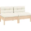 vidaXL Tuinbank 2-zits met crèmekleurige kussens massief grenenhout