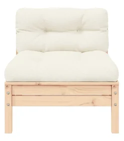 vidaXL Tuinbank 2-zits met crèmekleurige kussens massief grenenhout