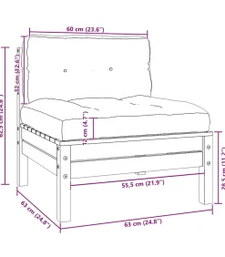 vidaXL Tuinbank 2-zits met crèmekleurige kussens massief grenenhout
