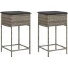 Hot Tuinbarkrukken met kussens 2 st poly rattan grijs Tuinmeubelen