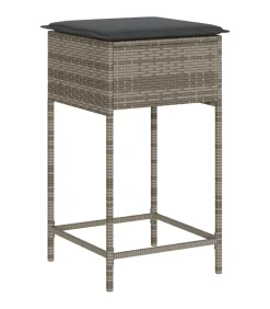 Hot Tuinbarkrukken met kussens 2 st poly rattan grijs Tuinmeubelen