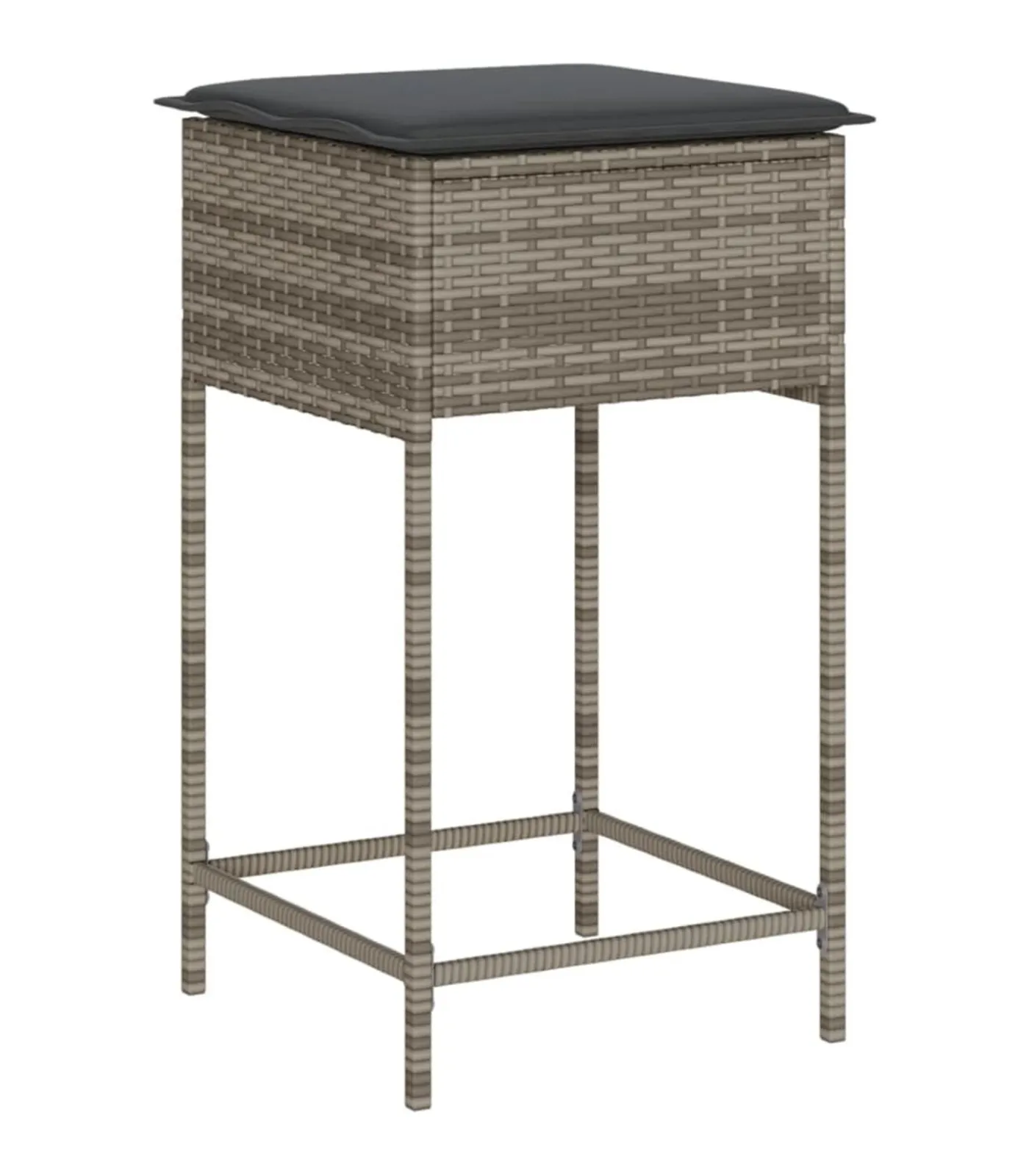 Hot Tuinbarkrukken met kussens 2 st poly rattan grijs Tuinmeubelen