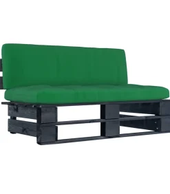 vidaXL Tuinmiddenbank pallet zwart geïmpregneerd grenenhout