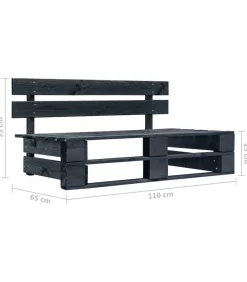 Tuinmiddenbank pallet zwart geïmpregneerd grenenhout Tuinmeubelen