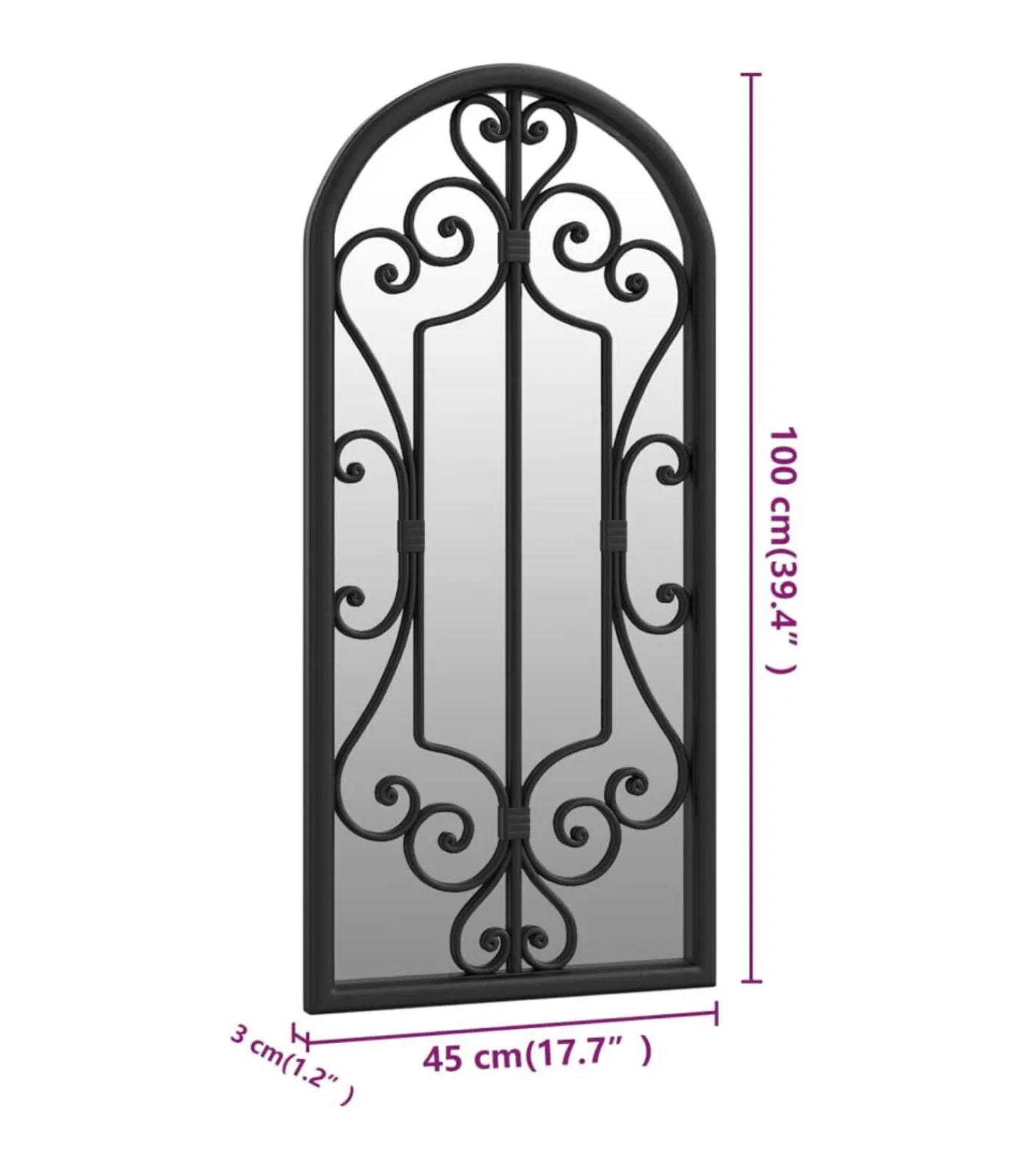 Discount Tuinspiegel 100x45 cm ijzer zwart Spiegels