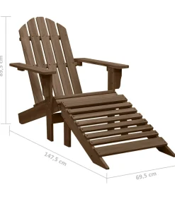 Hot Tuinstoel Adirondack voetenbank tafel massief vurenhout bruin Tuinmeubelen
