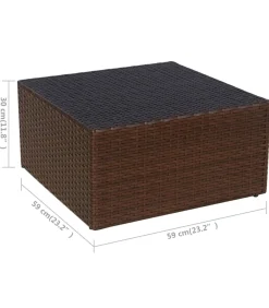 Outlet Tuinstoel met voetenbank poly rattan bruin Tuinmeubelen