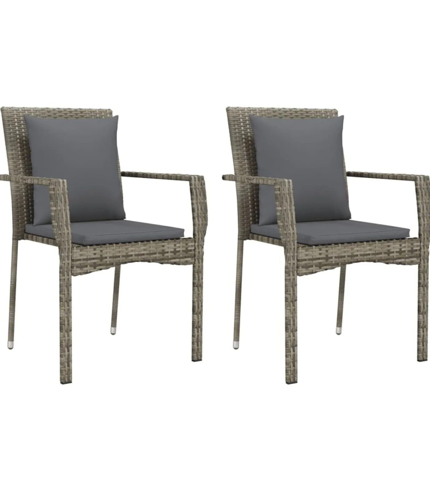 Hot Tuinstoelen 2 st met kussens poly rattan grijs Tuinmeubelen