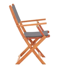 vidaXL Tuinstoelen inklapbaar 2 st eucalyptushout en textileen grijs
