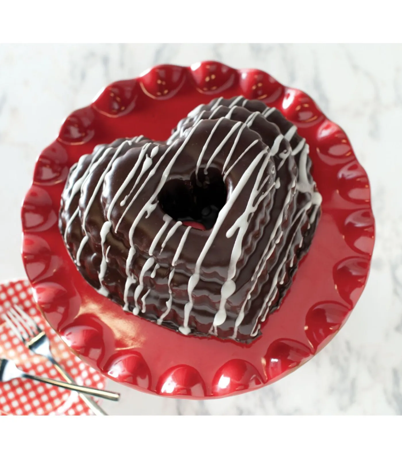 Nordic Ware Tulband Bakvorm Tiered Heart Bundt Koper 27 x 25 cm / 2.8 liter