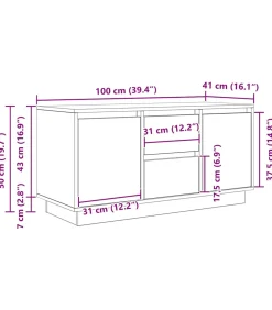 Tv-meubel met LED-verlichting 100x41x50 cm sonoma eikenkleurig Meubels