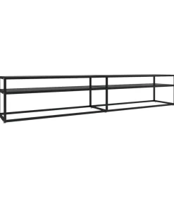 Tv-meubel 220x40x40,5 cm gehard glas zwart Meubels