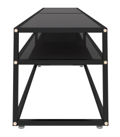 Tv-meubel 220x40x40,5 cm gehard glas zwart Meubels