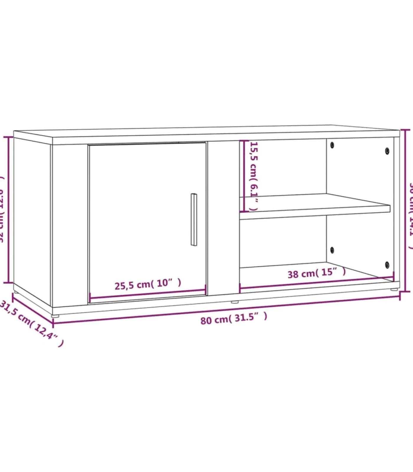 vidaXL Tv-meubels 2 st 80x31,5x36 cm bewerkt hout gerookt eikenkleurig